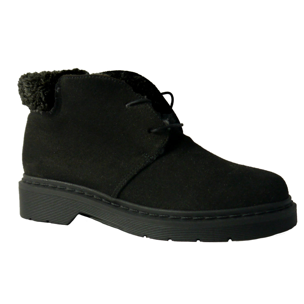 ANNIE derby microfibra nera con dettaglio pelo bioceramica pet riciclato veganshoes