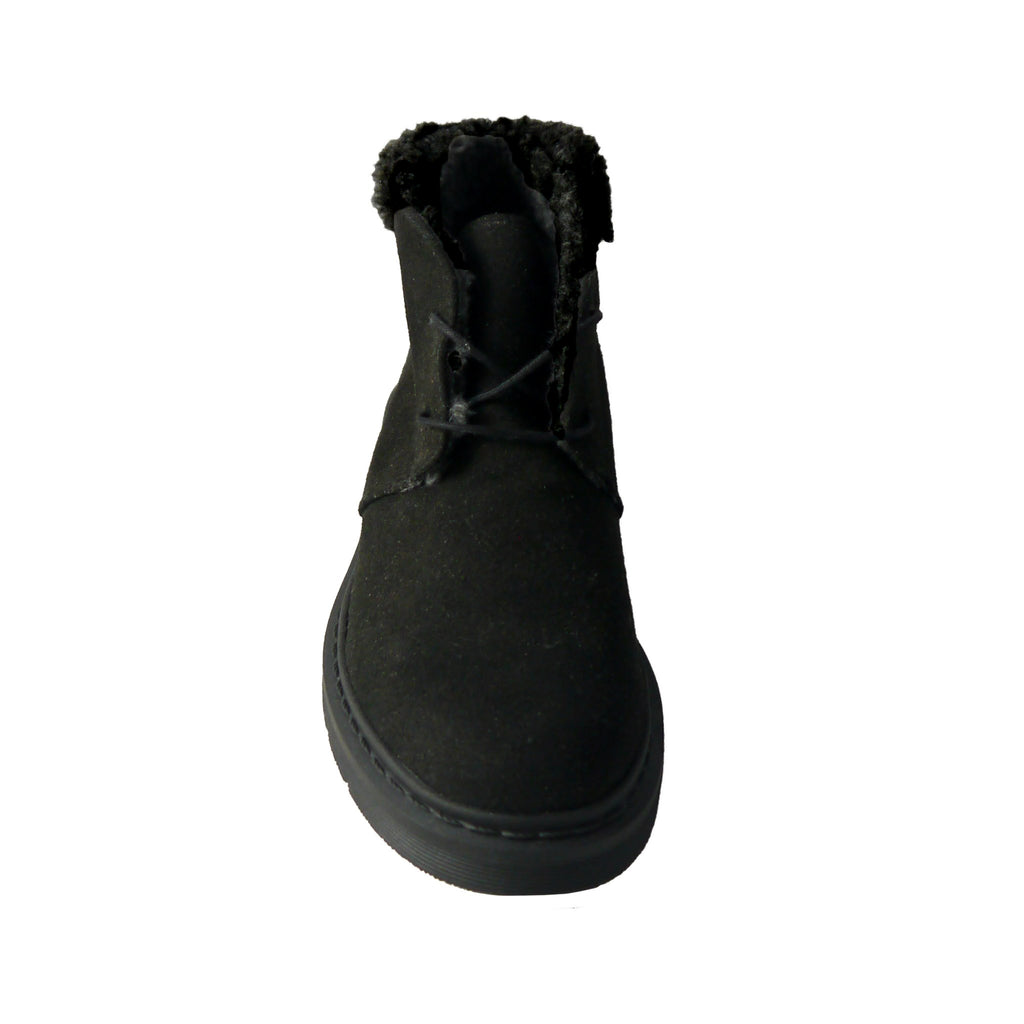 ANNIE derby microfibra nera con dettaglio pelo bioceramica pet riciclato veganshoes