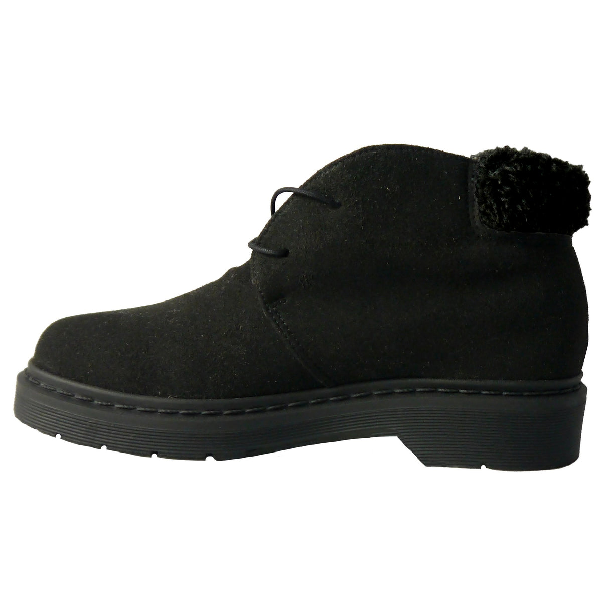 ANNIE derby microfibra nera con dettaglio pelo bioceramica pet riciclato veganshoes