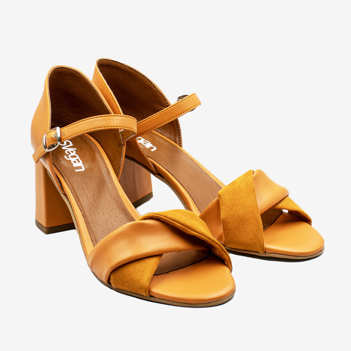 CHIARA sandalo con fascia incrocio - Mais e Pet riciclato - Arancio
