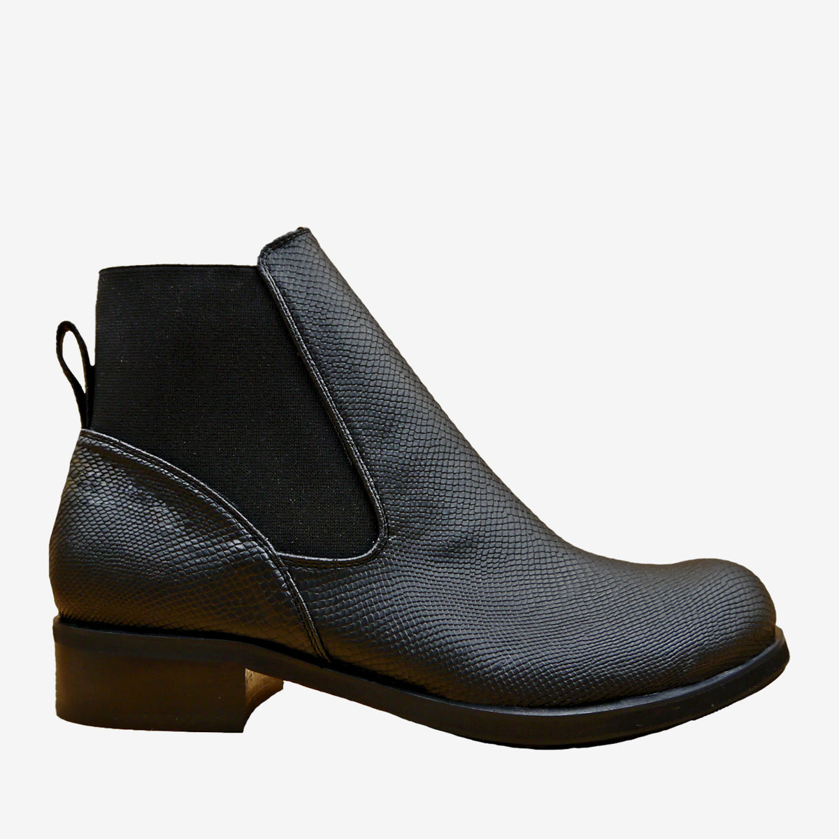 CLARA stivaletto chelsea pelle mela nera impermeabile - veganshoes