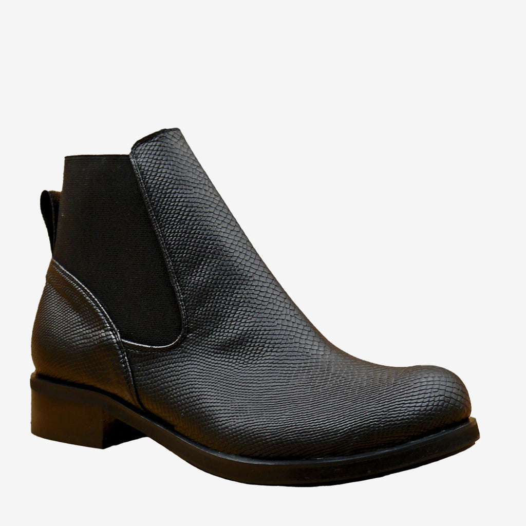 CLARA stivaletto chelsea pelle mela nera impermeabile - veganshoes