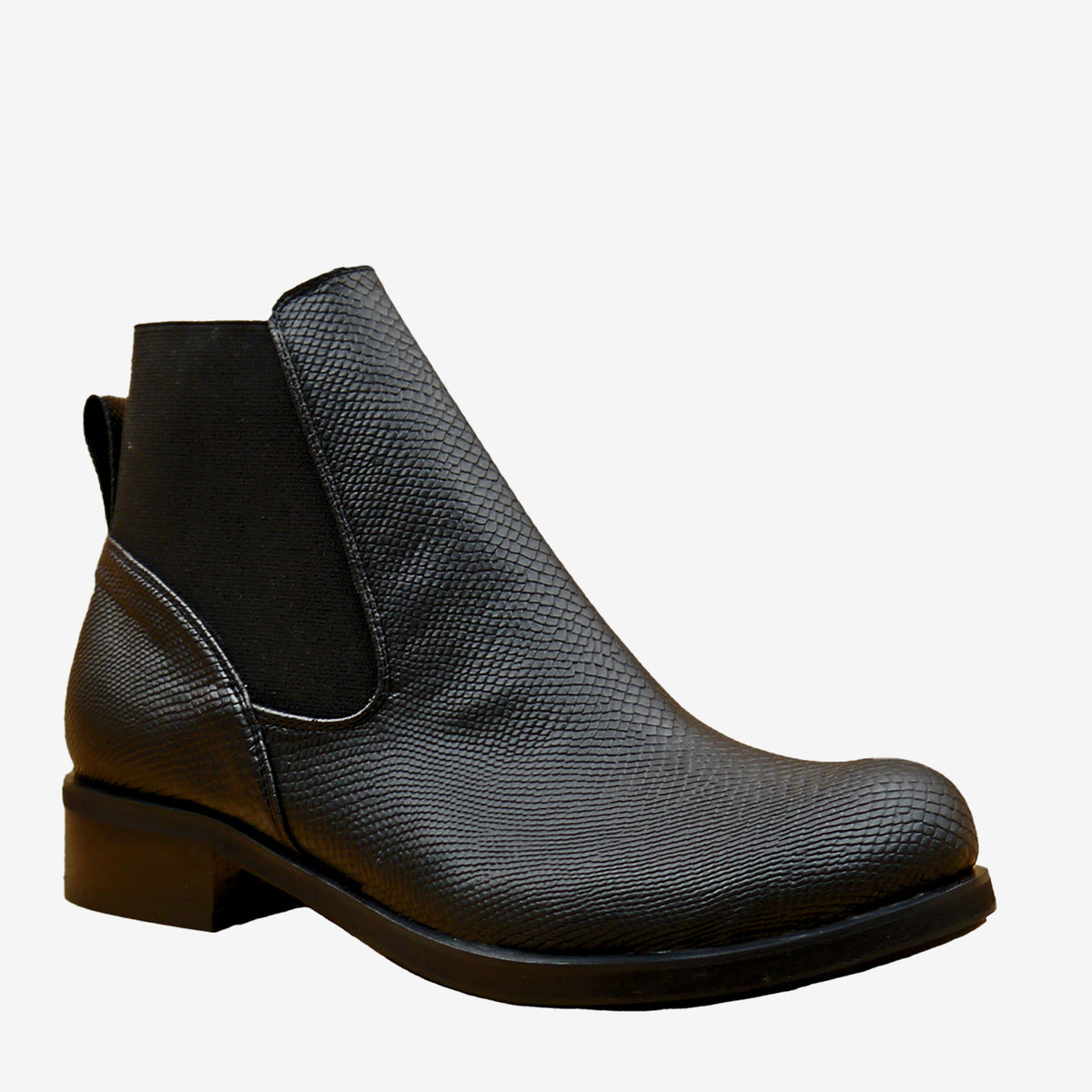 CLARA stivaletto chelsea pelle mela nera impermeabile - veganshoes