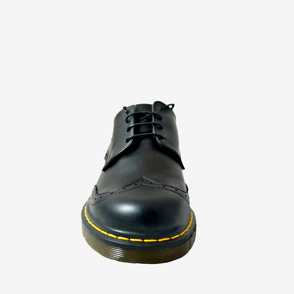DR LOW Brogue derby - microfibra nera - veganshoes