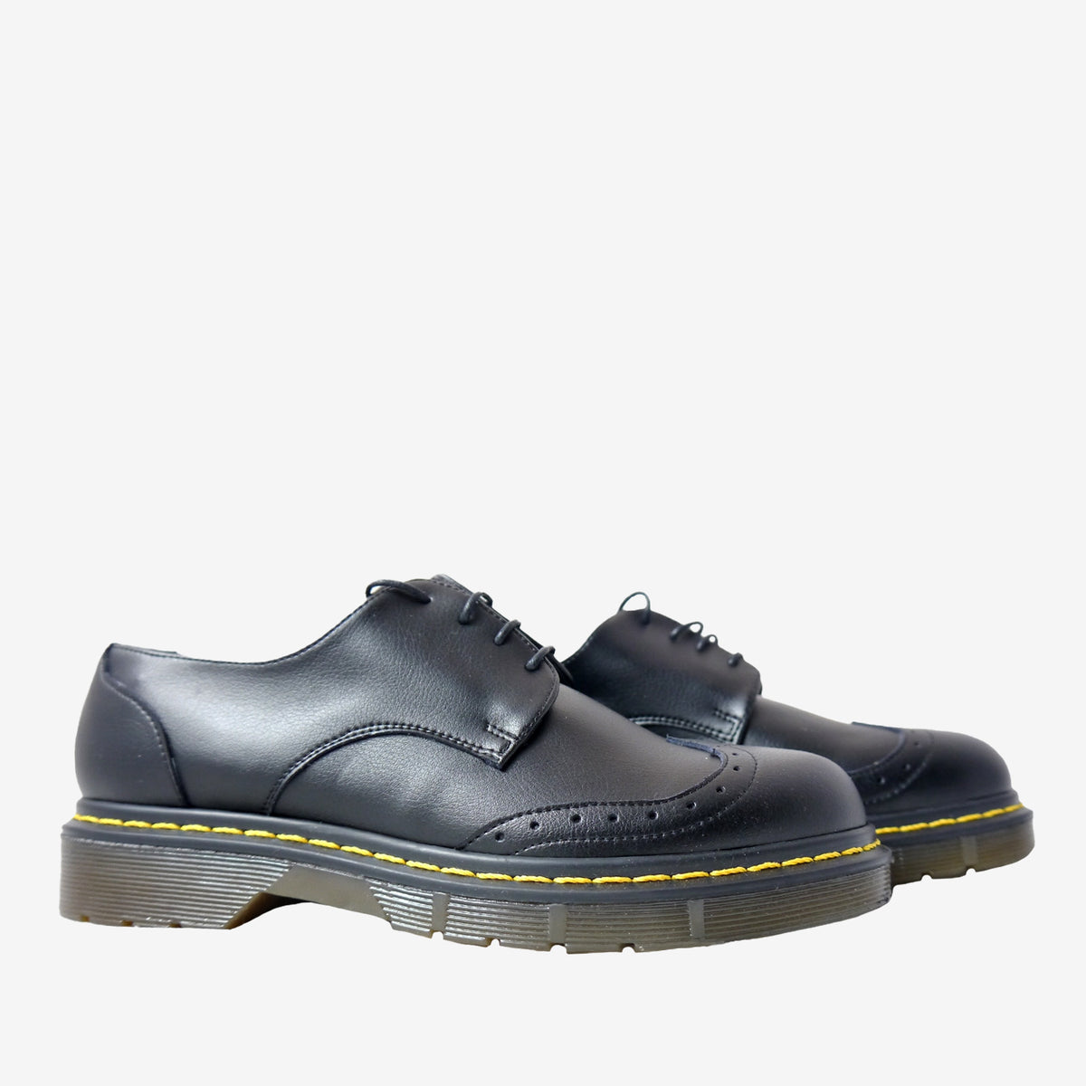 DR LOW Brogue derby - microfibra nera - veganshoes