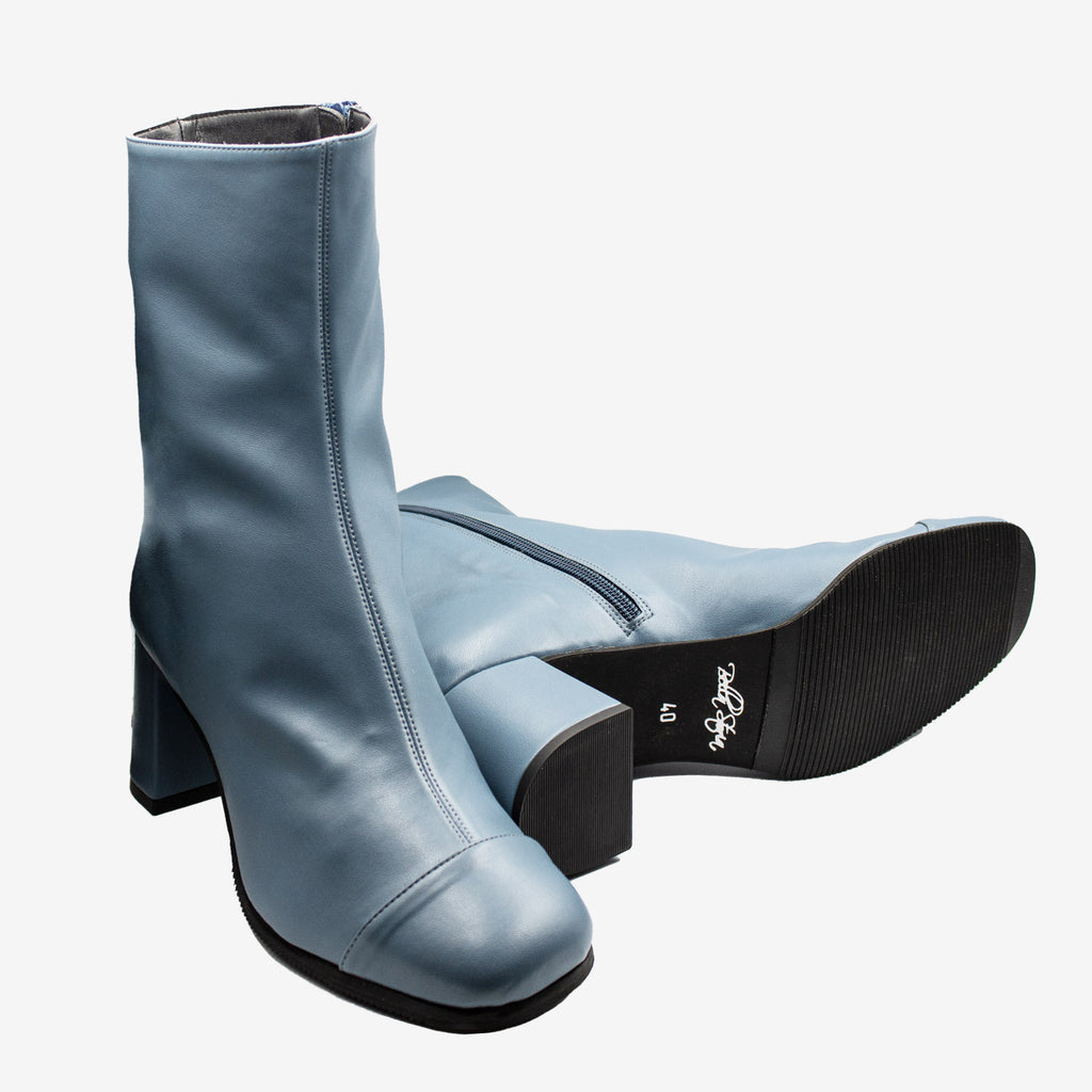 ELODIE stivaletto pelle mais biopolioli azzurro impermeabile - Veganshoes