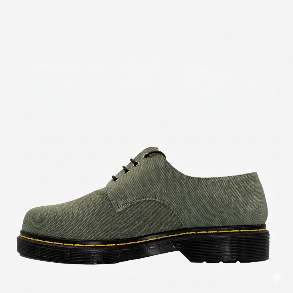 DR LOW derby - canapa verde - veganshoes