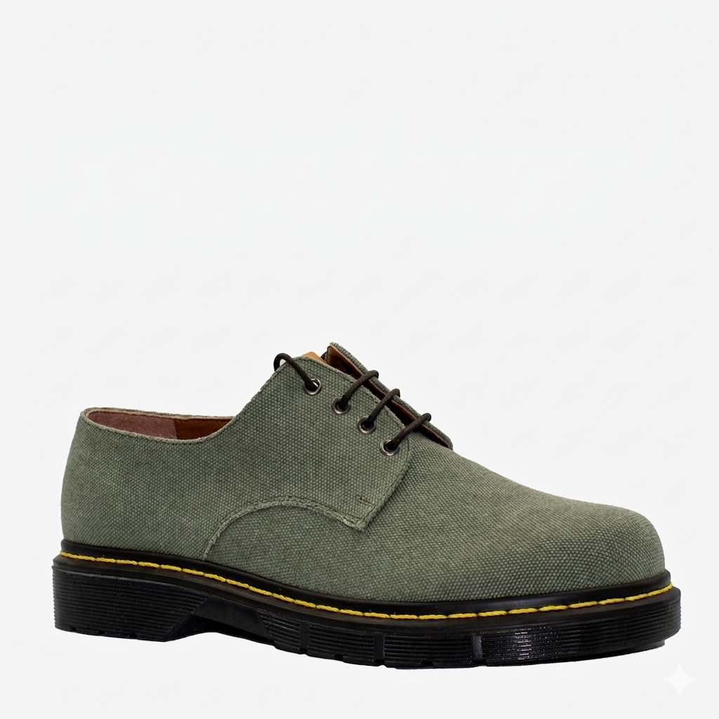 DR LOW derby - canapa verde - veganshoes