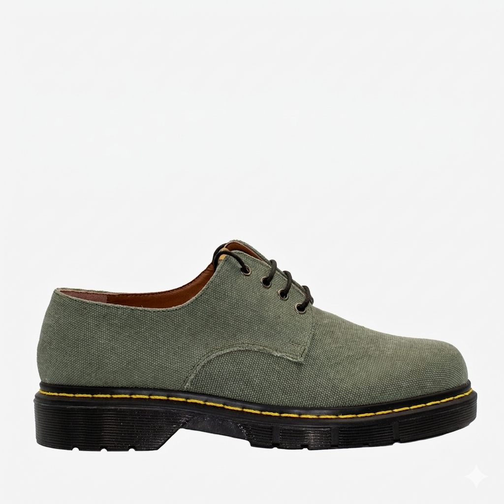 DR LOW derby - canapa verde - veganshoes