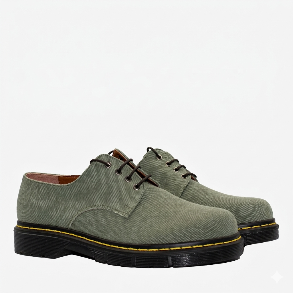 DR LOW derby - canapa verde - veganshoes