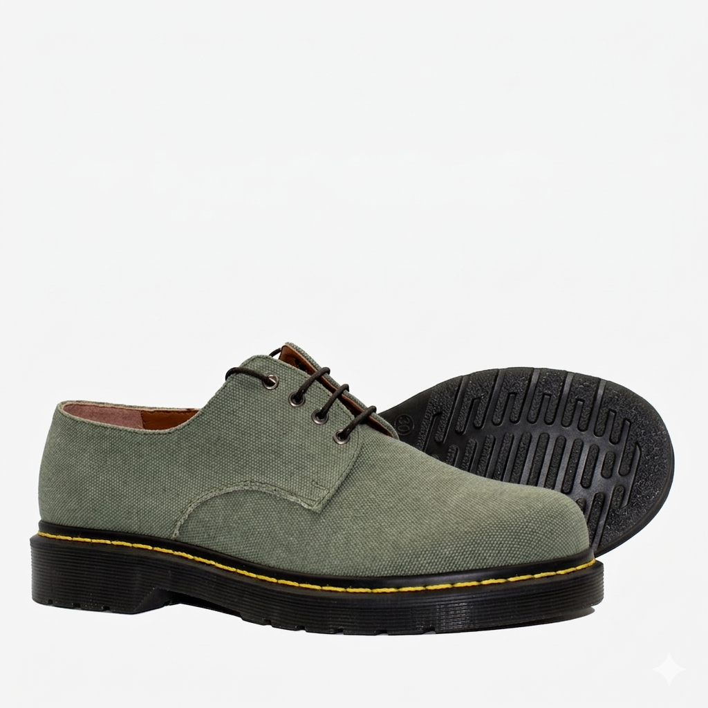 DR LOW derby - canapa verde - veganshoes