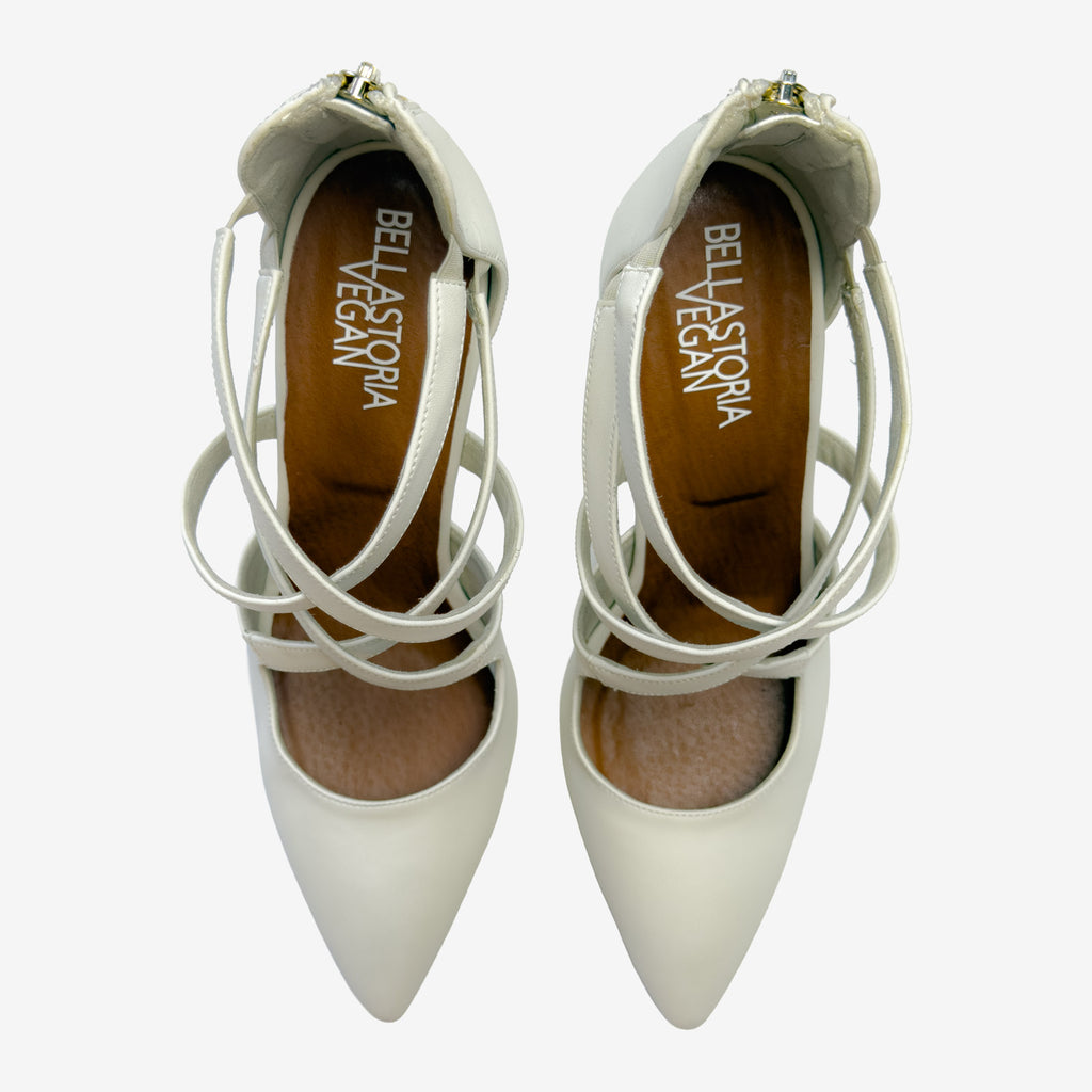 Scarpe da sposa avorio Luisa con cinturini sul collo del piede