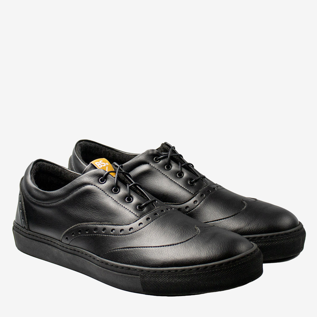 RICKY sneakers brogue - microfibra nera- veganshoes