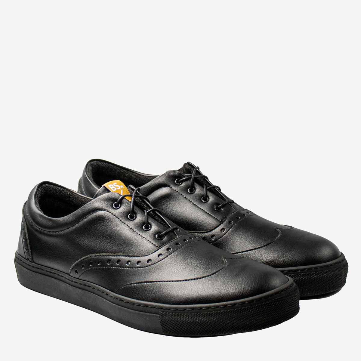 RICKY sneakers brogue - microfibra nera- veganshoes