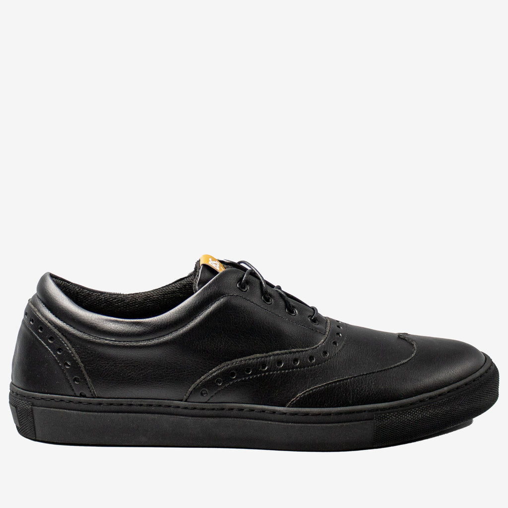 RICKY sneakers brogue - microfibra nera- veganshoes