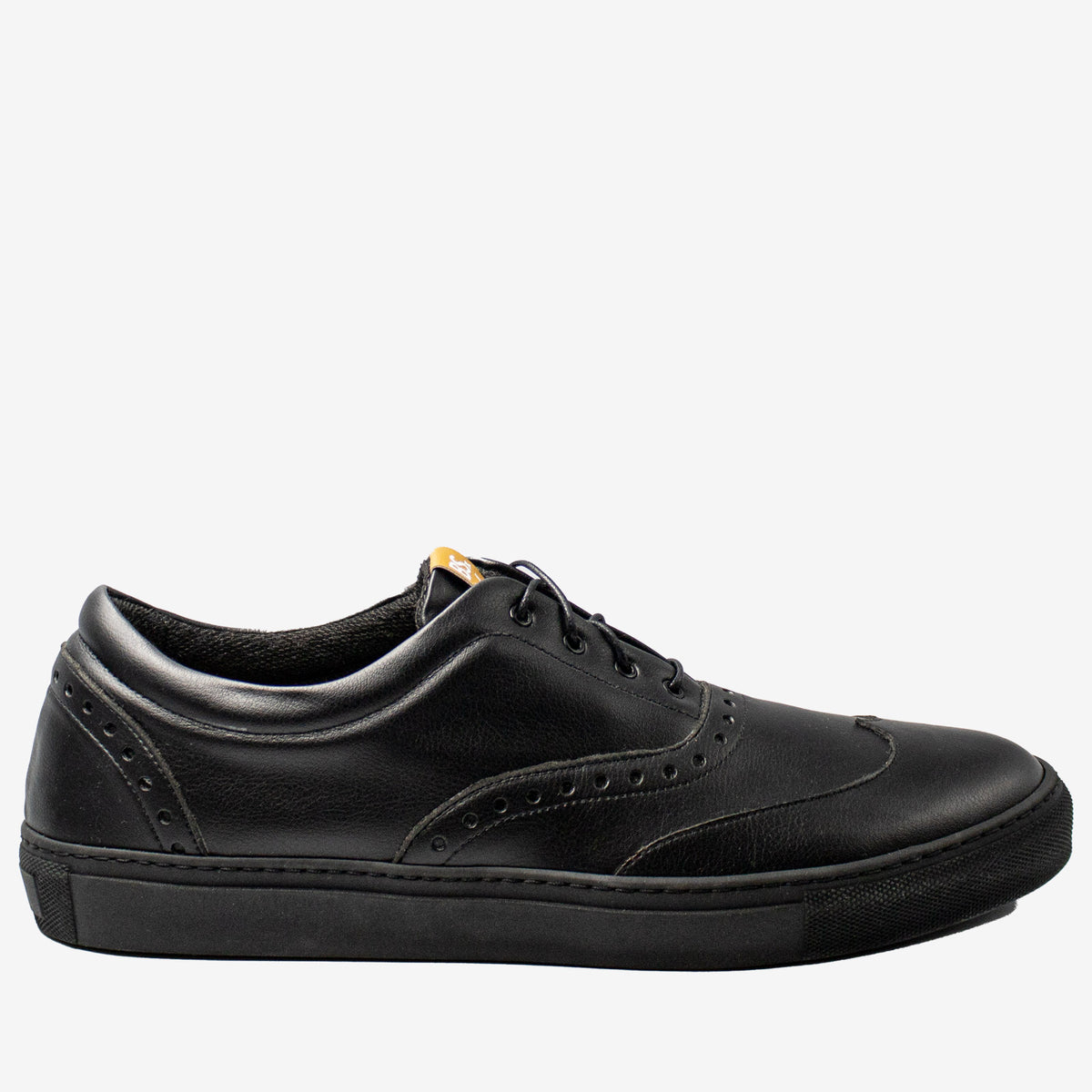 RICKY sneakers brogue - microfibra nera- veganshoes