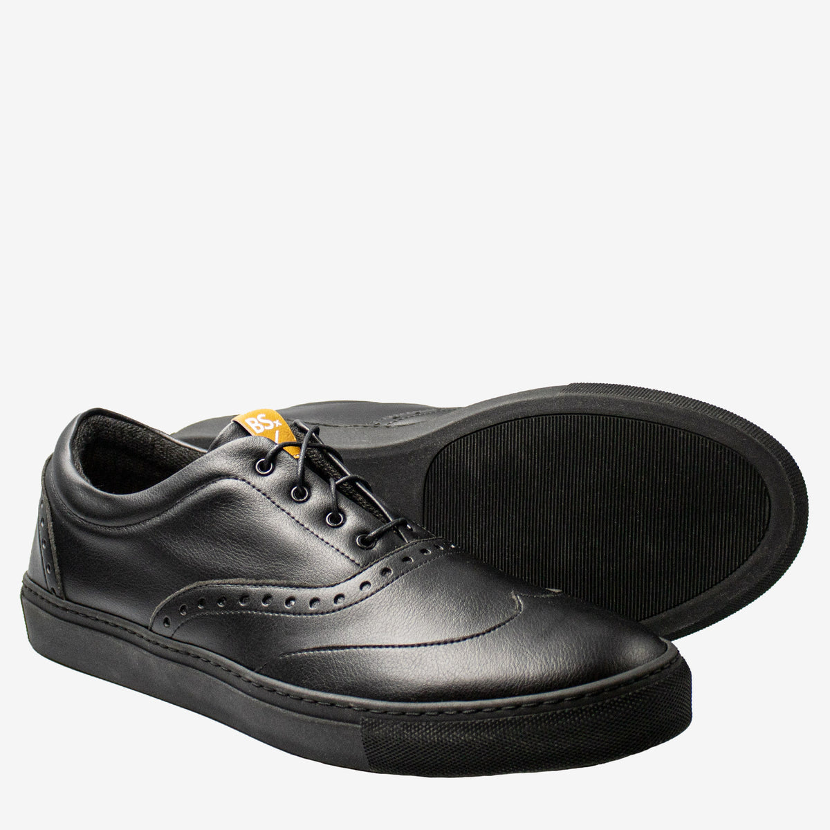 RICKY sneakers brogue - microfibra nera- veganshoes