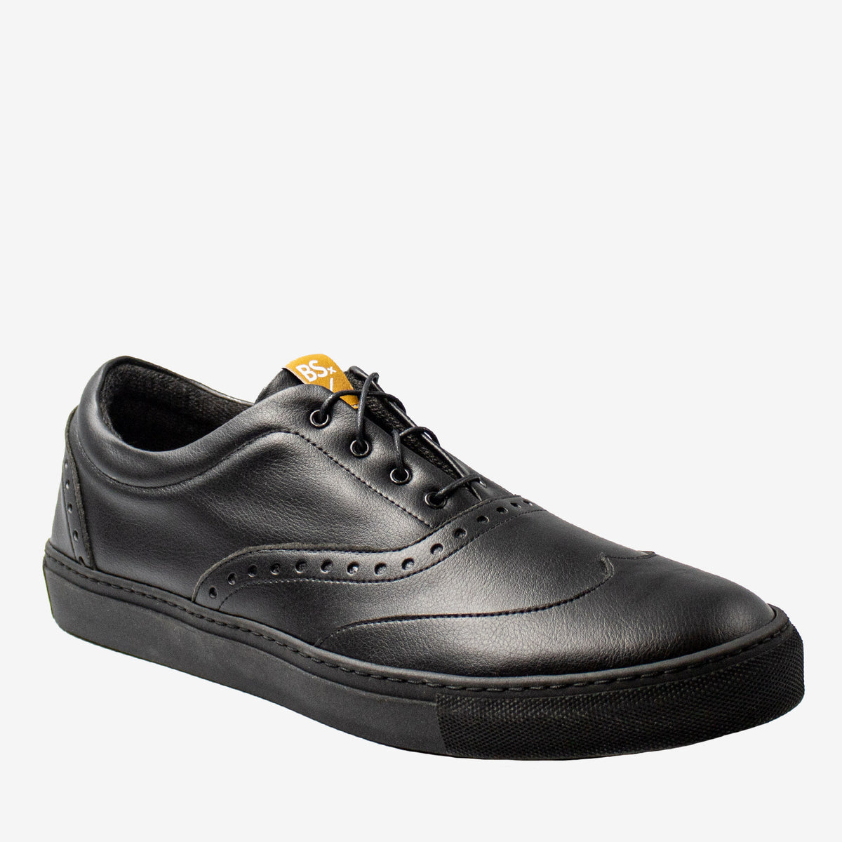 RICKY sneakers brogue - microfibra nera- veganshoes