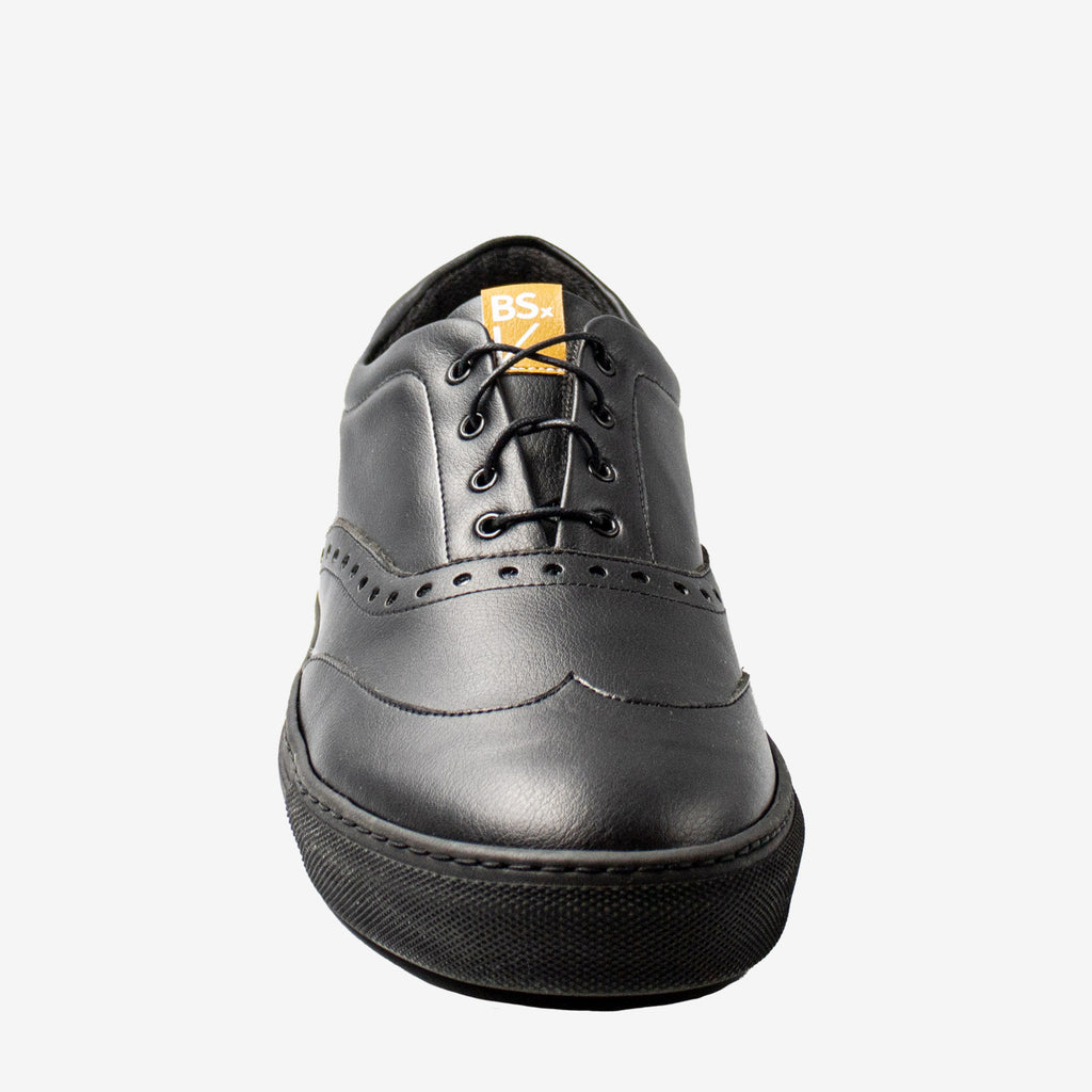 RICKY sneakers brogue - microfibra nera- veganshoes