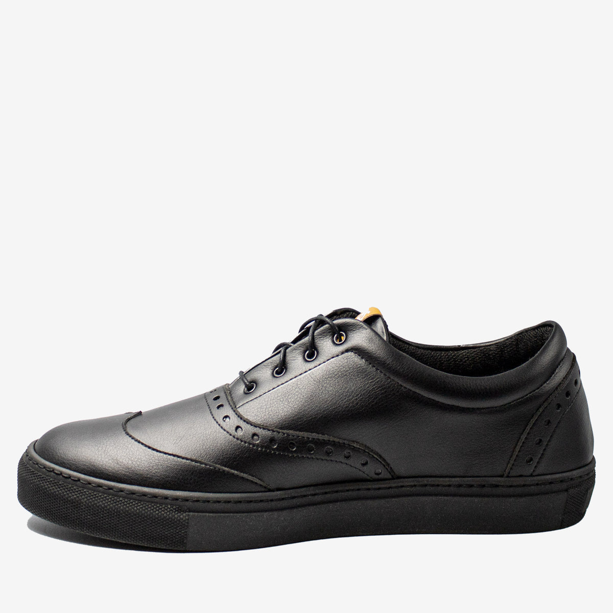 RICKY sneakers brogue - microfibra nera- veganshoes