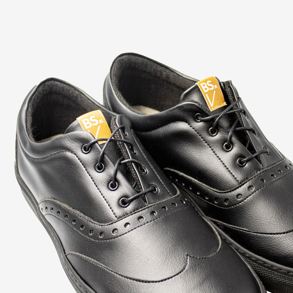 RICKY sneakers brogue - microfibra nera- veganshoes