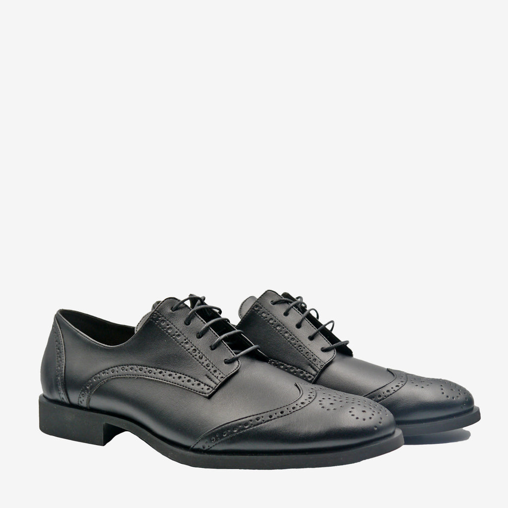 ROYAL Derby brogue - Pelle Mela Nero - veganshoes