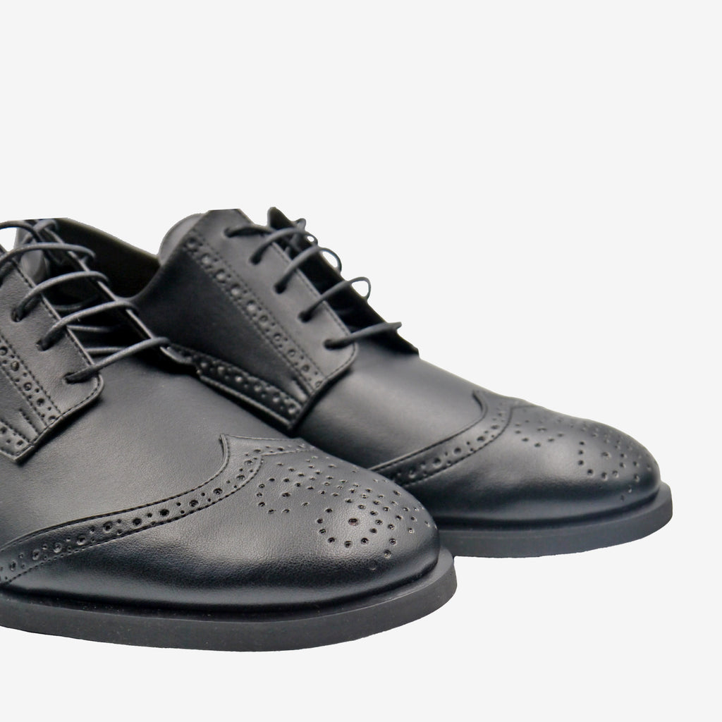 ROYAL Derby brogue - Pelle Mela Nero - veganshoes