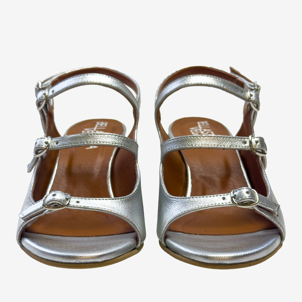 Tacco largo da 60 mm del sandalo vegan Sofia argento