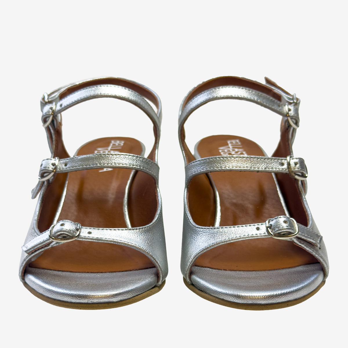 Tacco largo da 60 mm del sandalo vegan Sofia argento