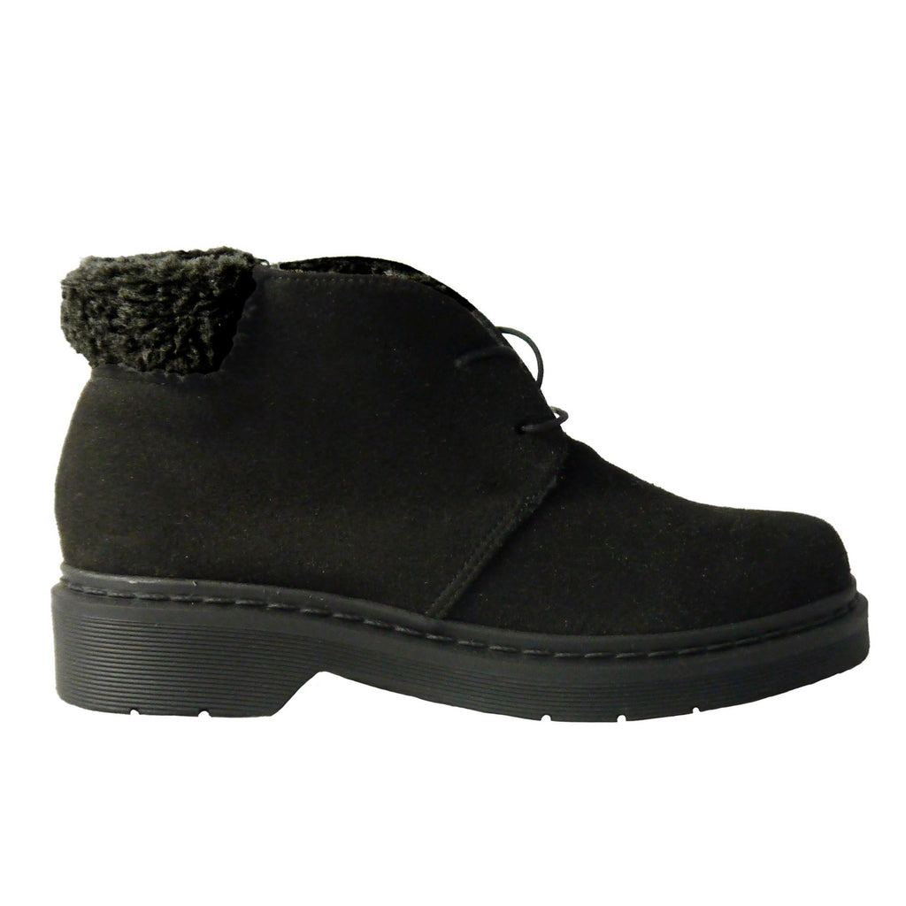 ANNIE derby microfibra nera con dettaglio pelo bioceramica pet riciclato veganshoes