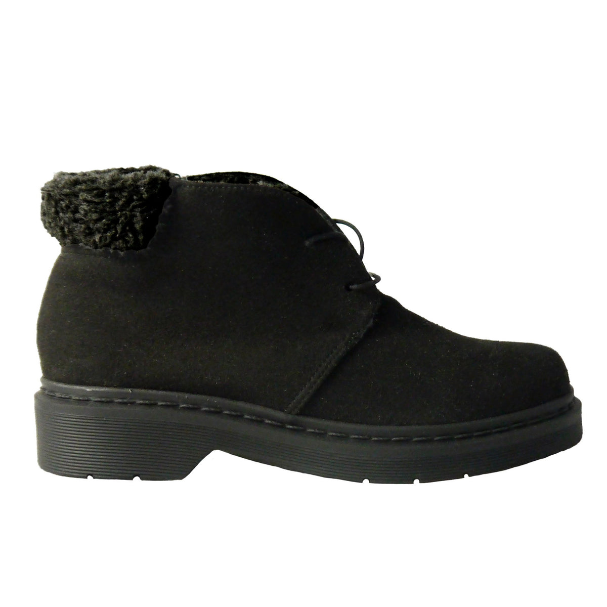 ANNIE derby microfibra nera con dettaglio pelo bioceramica pet riciclato veganshoes