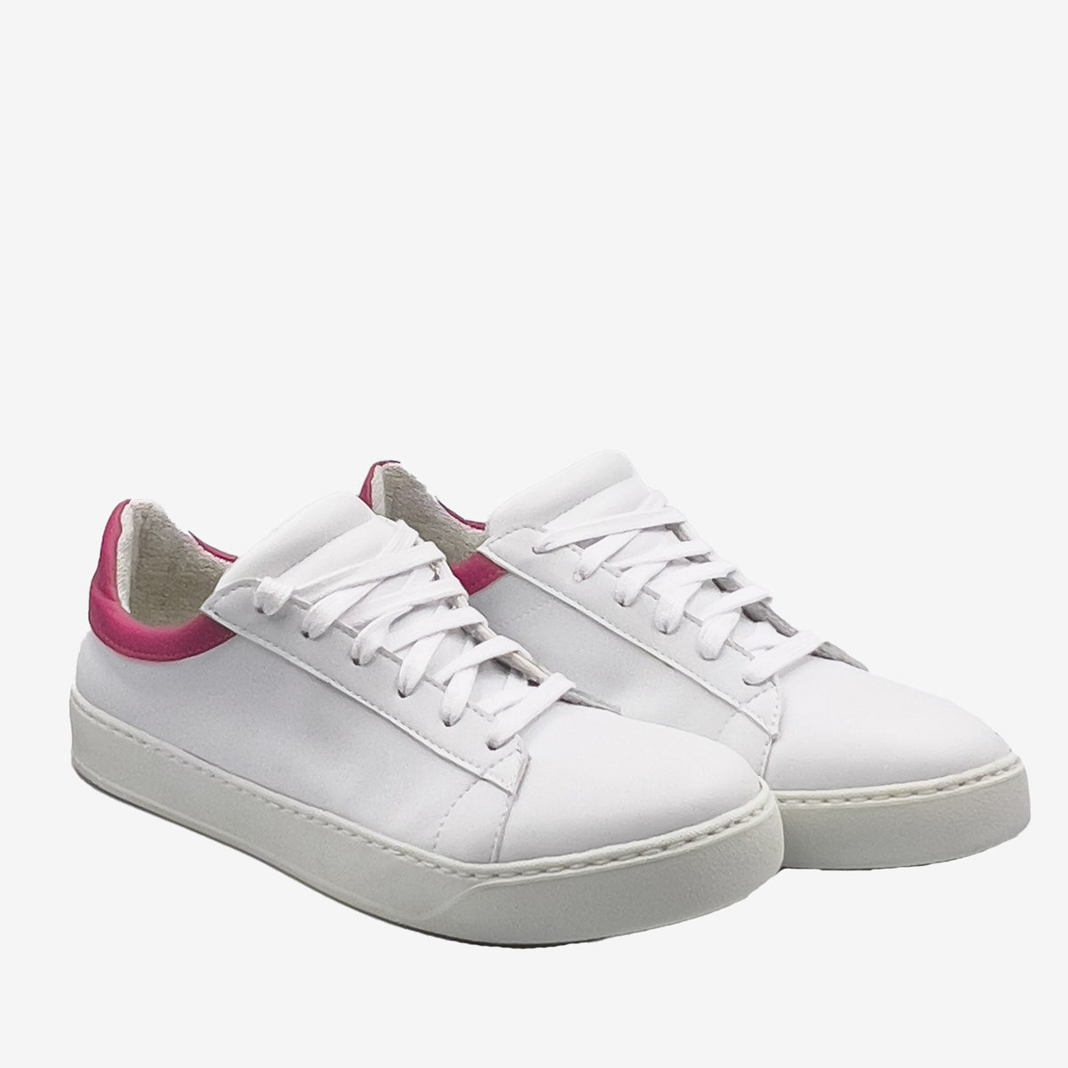 Sneakers Mila - Microfibra Ecologica bianca e Ohoskin Fuxia