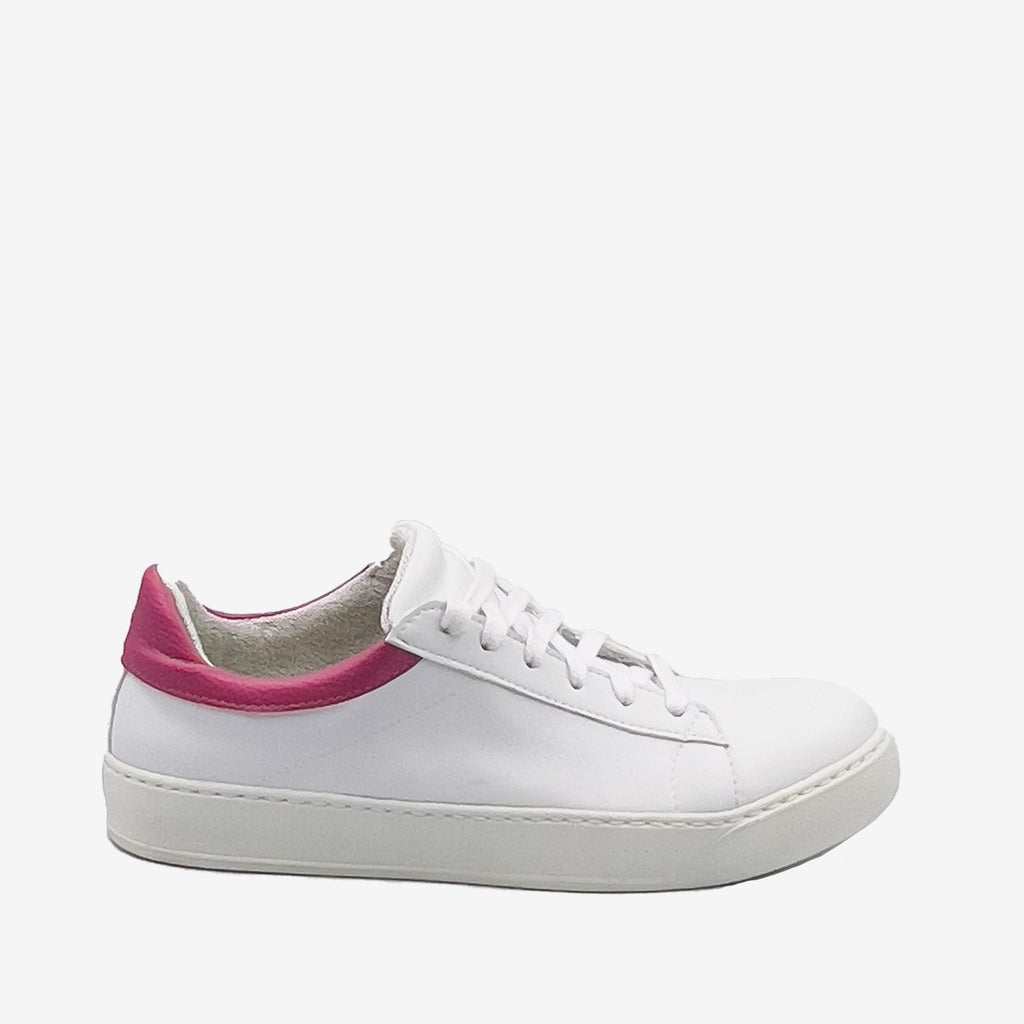 Sneakers Mila - Microfibra Ecologica bianca e Ohoskin Fuxia