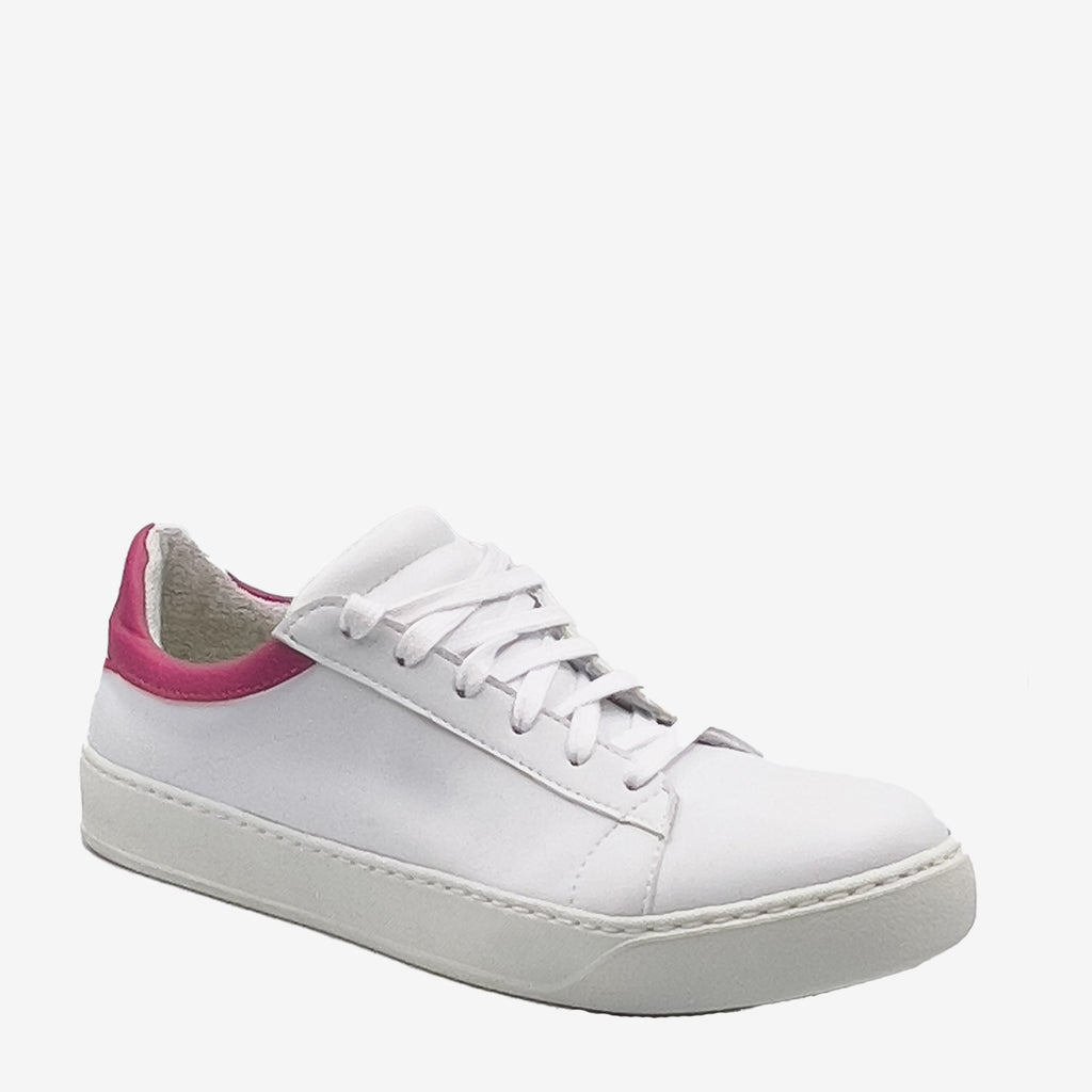 Sneakers Mila - Microfibra Ecologica bianca e Ohoskin Fuxia