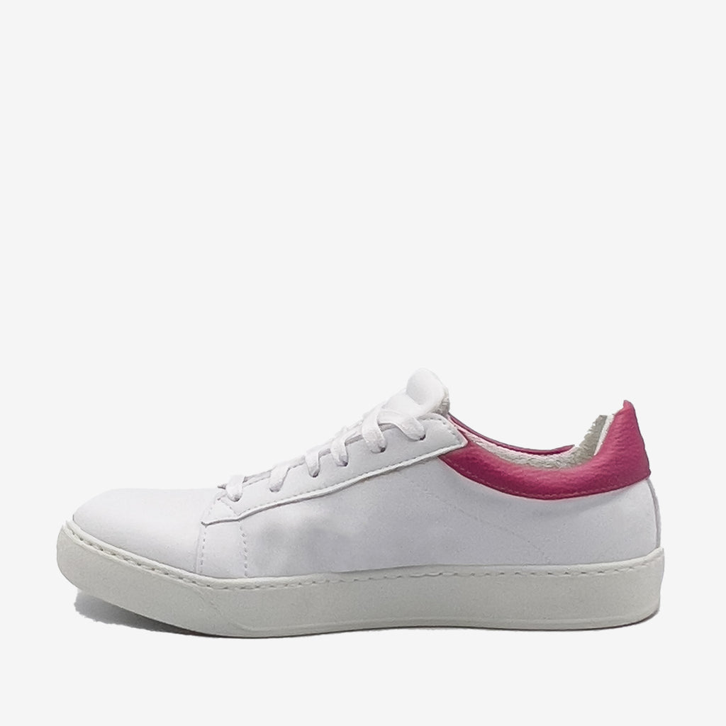 Sneakers Mila - Microfibra Ecologica bianca e Ohoskin Fuxia