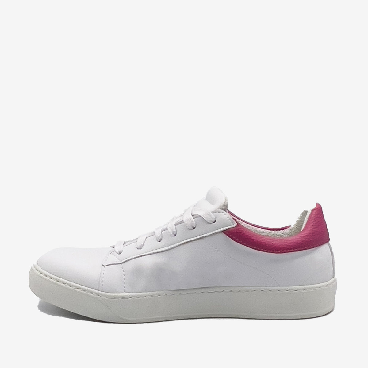 Sneakers Mila - Microfibra Ecologica bianca e Ohoskin Fuxia