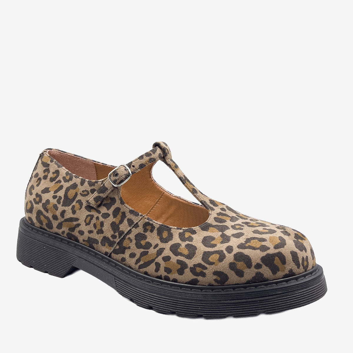 DR POLLINA - MARY JANE T-BAR- Leopardato Pet riciclato - veganshoes