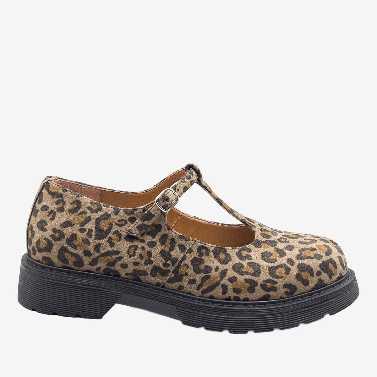 DR POLLINA - MARY JANE T-BAR- Leopardato Pet riciclato - veganshoes