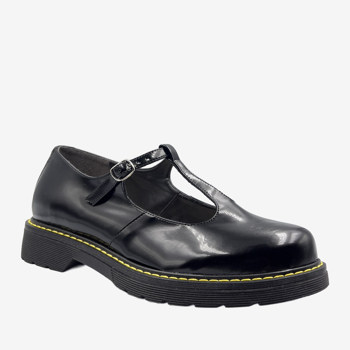 DR POLLINA - MARY JANE T-BAR- in Fungo nero - veganshoes