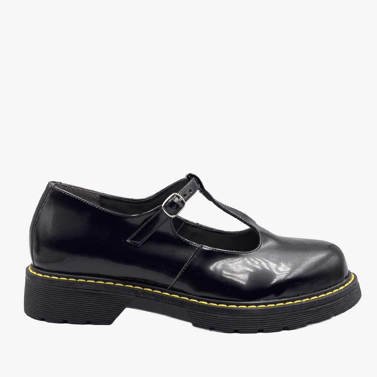 DR POLLINA - MARY JANE T-BAR- in Fungo nero - veganshoes