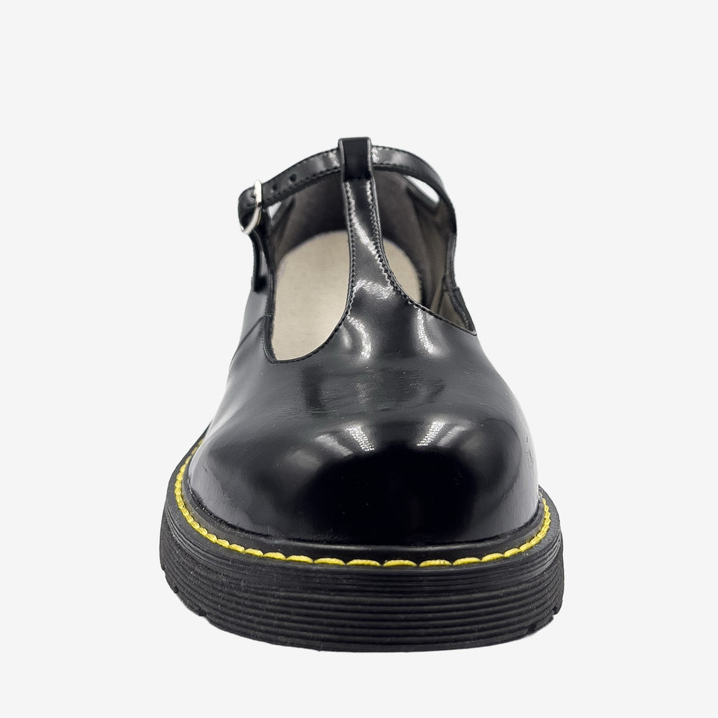DR POLLINA - MARY JANE T-BAR- in Fungo nero - veganshoes